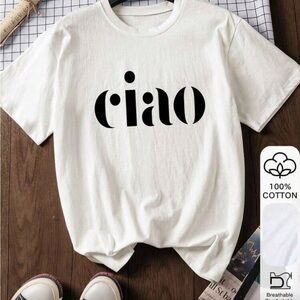 White 'Ciao' Graphic Cotton T‑Shirt